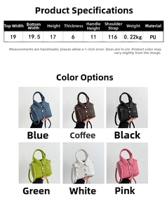 Size chart and multi-color options for creative shirt collar design PU leather handbag