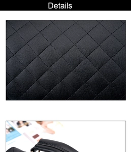Detail of black quilted leather texture with diamond stitching on a women crossbody bag