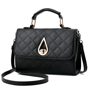 Women Quilted PU Leather Crossbody Bag Rhomboid Pattern Handbag With Water-Drop Metal Lock Shoulder Bag Daily Commute