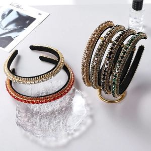 Sparkling Rhinestone Headband Crystal Padded Hair Hoop Baroque Luxury Wedding Party Commuter Fashion Accessory For Women