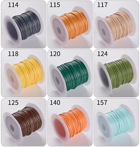 Detail showing 9 rolls of 1.0mm colored Korean waxed cord for DIY jewelry making