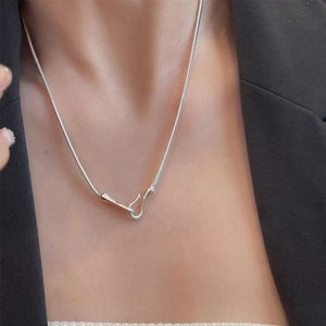 Elegant S925 sterling silver snake chain necklace featuring a unique front hook closure