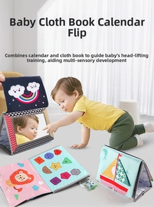 Baby tummy time cloth book with safety mirror and colorful animal patterns for sensory play