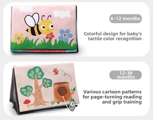 Detail of 0-3 years baby cloth book with interactive animal patterns and hanging toys