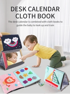 Baby standing cloth book with safety mirror for newborn visual and sensory development