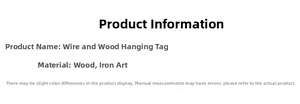 Specifications for iron and wooden house-shaped hanging ornament with material details