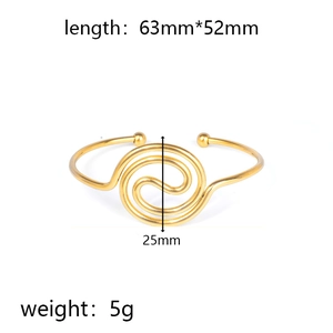 Detail showing the dimensions of the gold spiral knot bracelet with a 25mm center detail