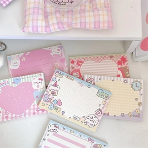 Cute minimalist cat memo pad set with pastel colors and aesthetic girl patterns