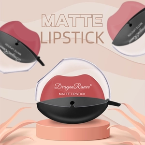 Lazy matte lipstick in creative lip shape container deep rose red velvet finish