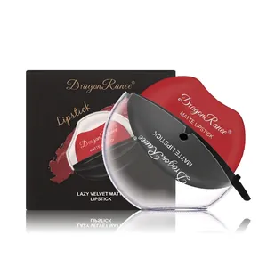 Lazy velvet matte lipstick in classic red with creative lip shape and black packaging