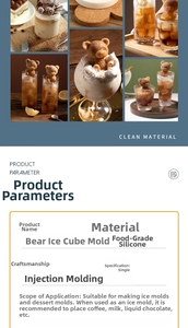 Detailed view of 3D bear silicone mold for coffee and milk tea ice cubes