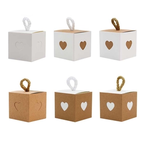 Heart Shaped Hollow Kraft Paper Gift Boxes With Hemp Rope Handle For Wedding Party Favors Candy Packaging Vintage Box