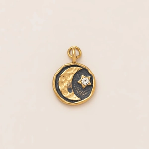 18k gold plated celestial pendant necklace featuring sun moon and star motifs