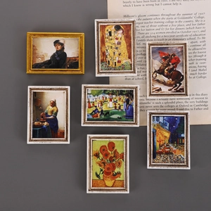 Detailed set of 3D resin fridge magnets featuring miniature classic world-famous paintings