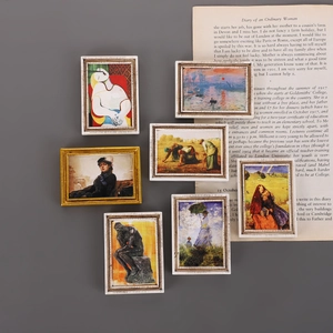 Detailed collection of 3D miniature resin world famous paintings as creative magnets