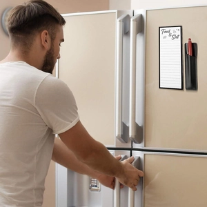 Creative magnetic fridge notepad with pen holder and red pen for daily meal planning