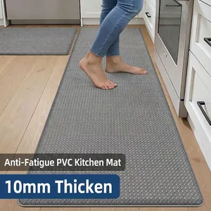 Anti Fatigue Kitchen Mat PVC Leather Waterproof Oilproof Non Slip Floor Rug For Home Office Standing Desk Modern Style