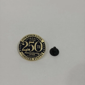 Commemorative 250th Anniversary of the United States pin with black enamel and gold finish