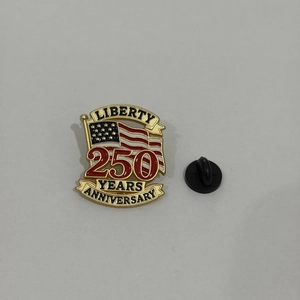 US 250th anniversary liberty badge with enamel flag design and black rubber backing