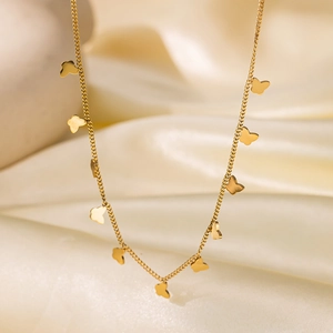 Multi Schmetterling Anhänger Schlüsselbein Halskette Titanstahl Französisch Vintage Elegant Schmuck Für Frauen Goldton