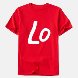 T-shirt classique rouge à manches courtes avec lettrage Lo blanc et col rond