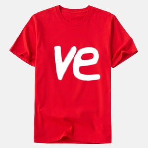 T-shirt rouge en coton à manches courtes avec lettrage blanc LOVE VE et col rond