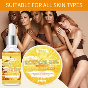 Detail view of Pineapple Upside Down Body Glaze and Drops for all skin types and tones