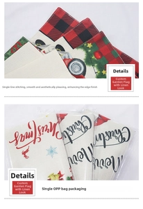 Detail of Christmas garden flag stitching and individual OPP bag packaging
