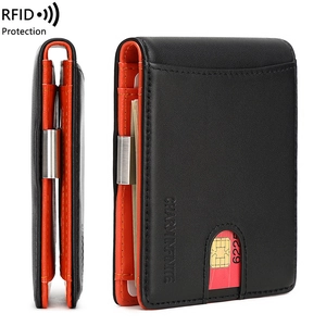 Portafoglio Uomo In Vera Pelle Con Protezione RFID Porta Carte Sottile Bifold Con Clip Ferma Banconote In Metallo