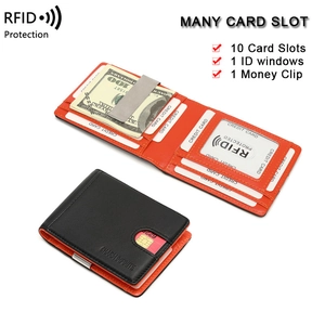 Portafoglio sottile in pelle RFID per uomo con 10 scomparti carte e ferma soldi