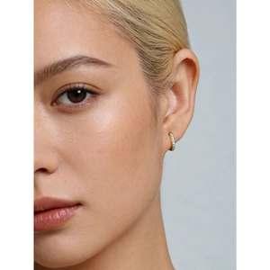 Elegant 7mm gold S925 sterling silver hoop earrings with micro-paved white zircon stones