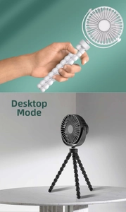 Mini octopus fan showing flexible tripod legs for desktop mode and handheld use