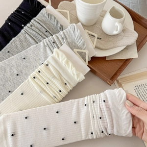 Women's Japanese style polka dot socks with ruffled edges in assorted pastel colors