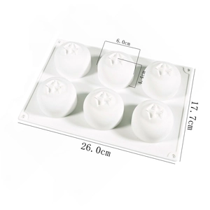 Detailed dimensions of 6-cavity blueberry shaped silicone mold for baking and mousse