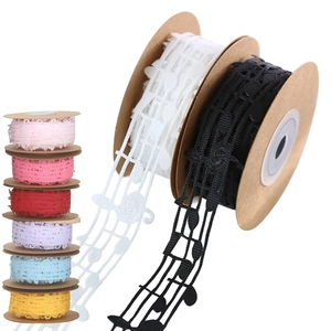 Elegant music note lace ribbon trim rolls in various colors for gift wrapping decor