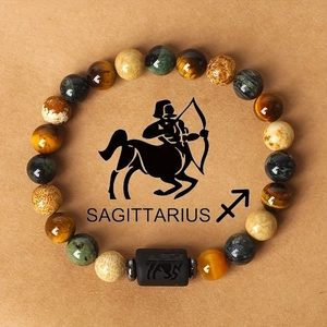 Sagittarius stretch bracelet with mixed natural tiger eye and jasper stone beads