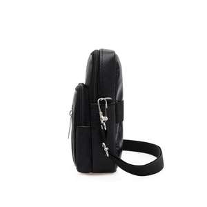Sac bandoulière en cuir PU pour hommes avec plusieurs compartiments zippés