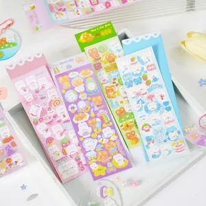 Holographic Cute Cartoon Stickers Laser Decorative Decals For DIY Journaling Scrapbooking Photo Album Guka Art Crafts