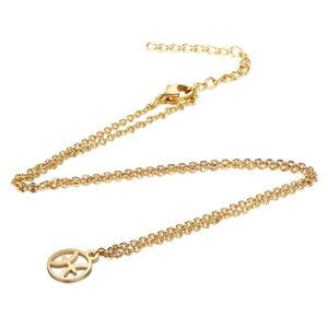 Retro stainless steel Pisces zodiac pendant necklace in gold finish for women