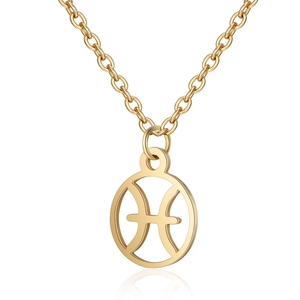 Détail du pendentif astrologique Poissons doré avec design circulaire évidé