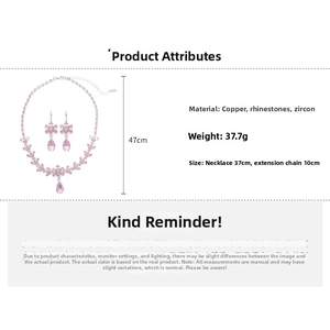 Detail of pink zircon flower necklace and teardrop earrings set with dimensions and weight