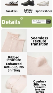 Detailed view of seamless pink cotton socks with ribbed cuffs and hand-linked toe seams