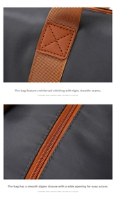 Detail of high-density waterproof fabric with reinforced stitching and smooth zipper