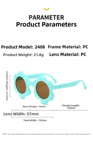 Dimensions détaillées et spécifications du matériau PC pour lunettes de soleil enfant