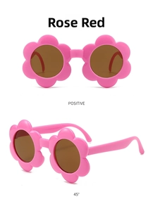 Lunettes de soleil fleur rose pour enfants montrant les vues de face et de profil