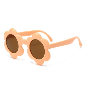 Lunettes de soleil fleurs pour enfants rose orangé avec verres anti-UV