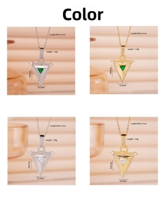 Détails des colliers à pendentif en zircon en forme de V avec dimensions et poids