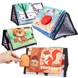 Baby Cloth Book Sensory Toy With Tummy Time Mirror Crinkle Paper Soft Polyester Fabric For Infants And Toddlers