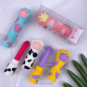 Cute cat paw lipstick shape retractable eraser set with heart and cloud patterns