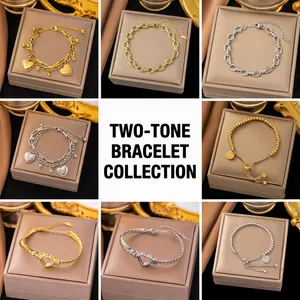 Pulsera De Acero Inoxidable Para Mujer Chapada En Oro Ajustable Multicapa Corazón Mariposa Geométrica Joyería